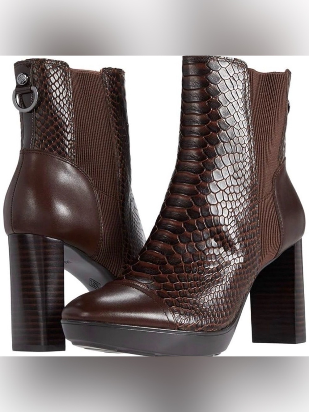 Donald J. Pliner Laila Embossed Snakeskin Block Heel Booties